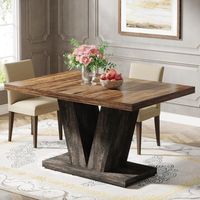Tribesigns Tavolo da pranzo da 119 cm per 4 persone, tavolo da pranzo da cucina nero con piedistallo resistente, tavolo da pranzo in legno per casa, sala da pranzo, piccoli spazi, nero e marrone