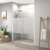 Duschwand mit Schiebetür für Nische MUSE weiß - Glas 6 mm / 135 cm / mit Sichtschutz