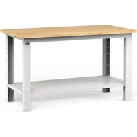 banco da lavoro garage fisso fami "work" in legno di faggio e lamiera grigio chiaro 150x75x88,2 cm