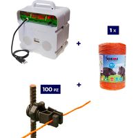 Kit completo Para Pastor Eléctrico : 1x Electrificadores 220 V + 1x hilo canductores 500 mt 6 mm² + 100 Aisladores para postes de hierro - Cerca Eléctrica Valla Eléctrica para animales jabalívacas cab