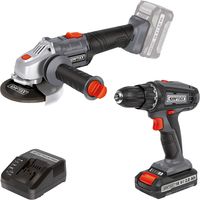Kraftixx by Einhell 18V Akkuschrauber + Winkelschleifer Set 2,0Ah Akku Ladegerät