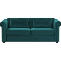 Canapé Convertible en Velours Vert Foncé à Points Diamant Rétro Vintage Chesterfield