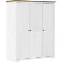 Garde-robe BODO blanc marron 146x53,5x173 cm bois massif de pin