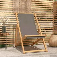 vidaXL Chaise de plage Taupe Bois de teck massif