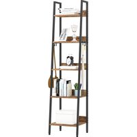 WOLTU Scaffale a Scala da Parete Libreria a 5 Ripiani Porta Piante Portaoggetti Nero
