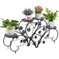 Soporte de Hierro para Macetas Plantas Flores para Decoración Interior con 4 Niveles 93x40x23cm, Negro