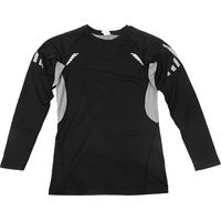 T-shirt d'entraînement manches longues en soie artificielle respirante, noir et gris, pour running et fitness, confortable.