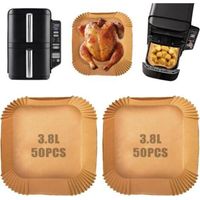 100 Pièces Papier Cuisson Air Fryer pour Ninja Double Stack Air Fryer SL300EU, Accessoires Air Fryer pour Ninja Double Stack 7,6l SL300EU, Plat Air Fryer Ninja, Moule Air Fryer