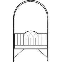 Banc de jardin en métal avec arche, pergola pour plantes grimpantes, style antique, 2 places, noir.