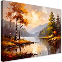 Tableau déco Rivière Arbres Paysage montagneux 100x70