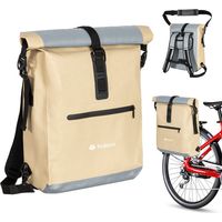 Sac à Dos de Vélo 3 en 1 (20L), Sacoche Porte-Bagage arrière de vélo, Sac à Dos étanche et Sacoche Bandoulière, Imperméable & Réfléchissante, Compartiment Ordinateur, Beige