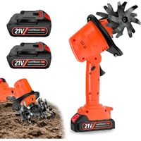 Motobineuse Electrique, 21V Motoculteur sans Fil avec 2 Batteries 3000mAh et 4 Lames Métalliques 10cm Largeur de Travail 10cm Profondeur de Travail 235 TR/Min Vitesse