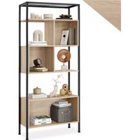 Étagère Style industriel anti-basculement 75x31x1705 cm bois clair