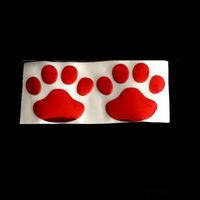 2 pièces universel PVC chien patte empreinte autocollant voiture emblème décalcomanie décoration extérieur accessoires rouge.