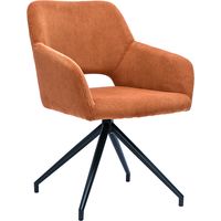 Chaise pivotante 360° en tissu velours côtelé terre brûlée et métal noir LAURETTE