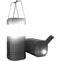 Handkurbel-Solar-Campinglaterne, ultrahelle tragbare LED-Taschenlampe, 3000-mAh-Akku und 30–35 Stunden Laufzeit, USB-Anschluss zum Aufladen und wasserdicht für draußen, Lesen, Wandern, Notfall - Crezu
