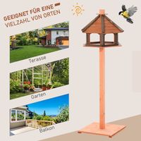 Nichoir avec perchoir, station d'alimentation imperméable avec couverture anti-pluie, abri en bois pour oiseaux, Ø52 x 130 cm (H), couleur naturelle