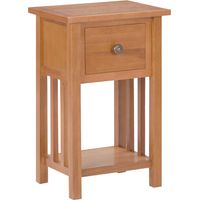 Mesa auxiliar con cajón y estante 35 x 27 x 55 cm en madera de roble DEC032580