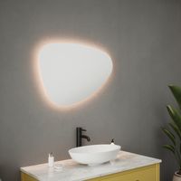 Nara Pebble Tunable LED Mirror - 550 x 800 x 32mm IP44 Rated Diffused Border Dimmable Demister 5-Year Guarantee