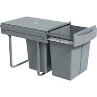 Cubo de Basura bajo Fregadero 2 Contenedores de Reciclaje Extraíble 2 x 20 L Deslizamiento Suave Gris