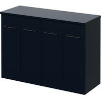 Napoli 460 Deep Blue 1200mm 4 Door Vanity Unit for Countertop Basins - 1200mm - Gunmetal Grey 160mm Handle