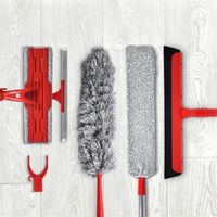 Liseré Vert - Kit de nettoyage complet Magic Duster multi surfaces - Plumeau, Balai raclette, Manche télescopique