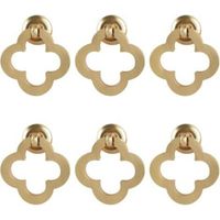 [6 pièces boutons d'armoire à fleurs dorées, anneau d'armoire en laiton brossé en alliage de zinc, boutons de commode, quincaillerie de meubles pour armoires de cuisine, tiroirs, portes de placard, f,