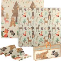 Alfombra Bebé Acolchada Plegable Reversible 196x176x1,5 cm Doble Cara Impermeable Multicolor