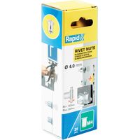 RAPID - M4 - Écrous à sertir pour vis Ø4mm, fixation métalique solide - Blister de 20 + 1 Forêt Ø6mm - (5000671)