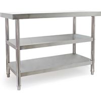 Xpotool – Table de travail en acier inoxydable 120 x 60 x 85 cm – 2 étagères de rangement – Pieds réglables – Établi modulable pour usage intensif
