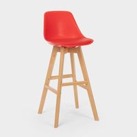 Willis Wood Hoher Hocker mit Kissen, skandinavisches Design für Bar und Küche - Rot