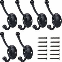 Aiducho – Patère murale rétro en métal noir – Lot de 6 crochets pour salle de bain, cuisine, chambre – Résistant à l'humidité, installation facile
