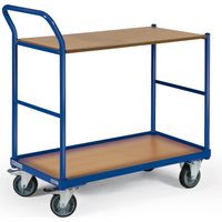 Bako Logistiksysteme Tischwagen ohne Bordkante 3 Ladeflächen und schräg abgewinkeltem Schiebegriff 850x500mm
