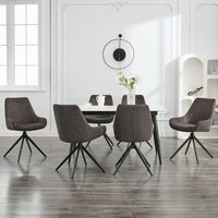 Lot de 6 chaises de salle à manger pivotantes – Rembourrage en éponge haute densité – Structure en métal – Capacité 150 kg – Marron