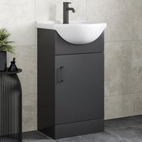 Alpine Black Bathroom Furniture Vanity Unit with Basin 450mm