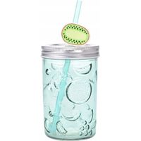 Bocal en verre avec couvercle et paille de 500 ml pour boissons et boissons froides
