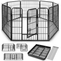 TRESKO Parc Enclos pour Chiot - 8 Panneaux hauteur 60 cm, Noir