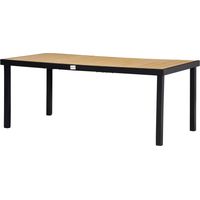 Table de Jardin Aluminium 8 Personnes avec Plateau Lattes Naturel et Noir 190x90x74 cm