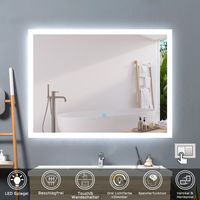 Badspiegel mit Beleuchtung Badezimmerspiegel Wandspiegel Anti-Beschlag Wasserdicht Wandmontagespiegel Lichtspiegel 80 x 60 cm LED Spiegel+Beschlagfrei+3 Lichtfarben Dimmbar+Farbtemperatur und Helligke