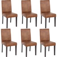 Set 6x sedie Littau tessuto soggiorno cucina sala da pranzo effetto scamosciato 56x43x90cm piedi scuri