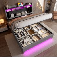 Bett Doppelbett Stauraum 160x200 Samt Dunkelgrau OKMYHOME