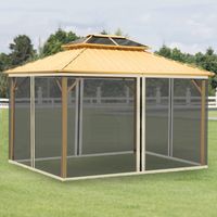 Moustiquaire de rechange universelle pour tonnelle avec fermeture éclair. 352 x 207 cm - Noir et beige