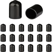 200 Caps Protecteurs de Vis PVC Noir Diamètre Intérieur 12mm Profondeur 20.6mm pour Tubes Ronds