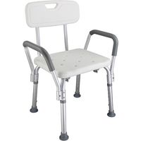 Medical Bathroom Safety Shower Tub Aluminium Alloy Bath Chair Bench with Back & Handle White