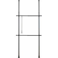 WENKO Porta abiti telescopico su misura Hercules Basic per guardaroba, soluzione senza foratura, regolabile in lunghezza e altezza, in acciaio, 75-120x165-300x11 cm, nero