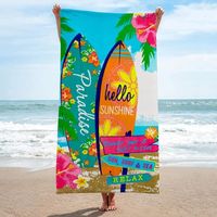 Serviette de Plage Microfibre Planche de Surf Femme Homme Enfant, Drap de Plage XL Serviette Plage Anti Sable Fleurs à Séchage R