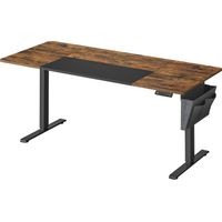 Songmics – Bureau assis debout électrique 70 x 160 cm – Hauteur réglable 72-120 cm – Mémoire 4 hauteurs – Cadre acier – Dessus épais marron rustique