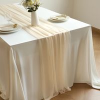 Chemin de table en mousseline transparente – tulle romantique bohème, décoration table mariage fête anniversaire EVJF, réutilisable, 75x300cm, beige