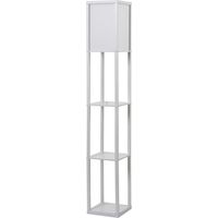 Lampada da terra con 3 mensole integrate E27 40W MDF bianco 26x26x160cm