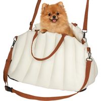 Sac de transport pour petits chiens 5 kg, 2 sangles, tissu Oxford, coussin inclus, laisse assortie, couleur crème